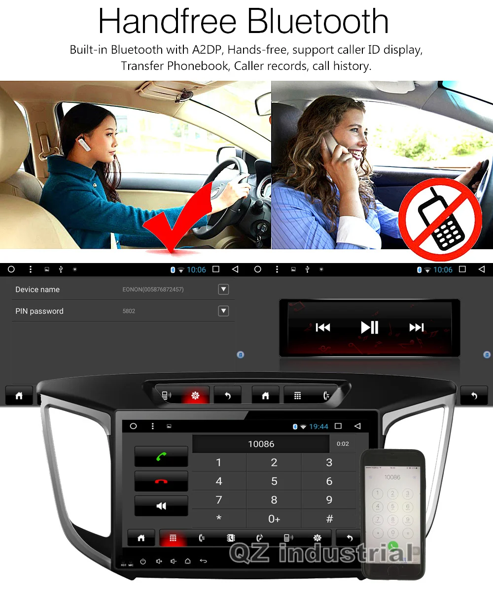 Perfect QZ industrial HD 10.1inch Android 8.1 T3 Car DVD Player For Hyundai Creta IX25 2014-2016 with 3G 4G WIFI Radio GPS Navi BT RDS 8