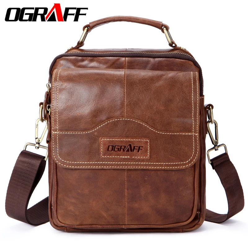 OGRAFF Genuine Leather Men Bag Men Messenger Bags Small Shoulder Bags Crossbody Bag Men's Leather Handbag Men Briefcase Travel