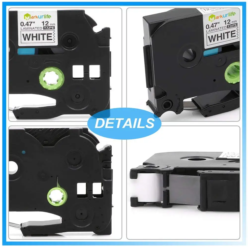 12mm 0.47 Inch Compatible Brother P-Touch Standard Laminated TZ TZe Label Tape
