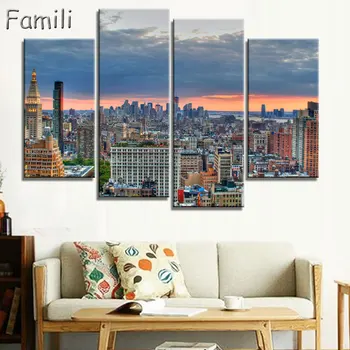 

The Landscape of New York Paintings for Home Decor Canvas Printings Large Wall Art for Living Room Bedroom 4Pcs