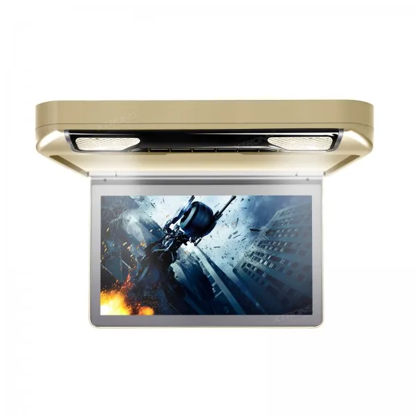 Perfect Xtrons 13.3" Cream Color Flip Down Car DVD Car Roof DVD Roof Mount Car DVD with Built-in HDMI Input & 2 IR/FM Headphones 2