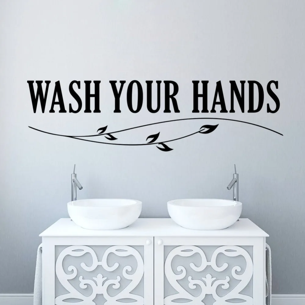 Wash Your Hands bathroom Mom reminder wall stickers wall Quote
