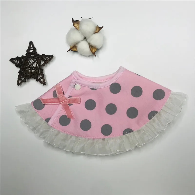 Принцесса кружево 360 круглый вращающийся слюнявчик полотенце хлопок нагрудник можно настроить вышивка имя ребенка креативный подарок - Цвет: Pink dots