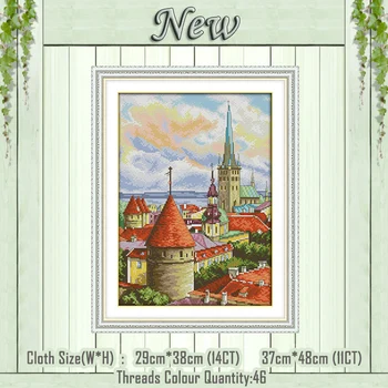 

Church scenery decor diy painting counted printed on the canvas DMC 11CT 14CT kit chinese Cross Stitch embroidery needlework Set