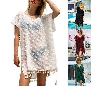 

Women Bikini Cover Up Hallow Crochet Beach wear Dress Summer Bathing Suit Blouse Cover Up Beach Dress Summer Bathing Suit