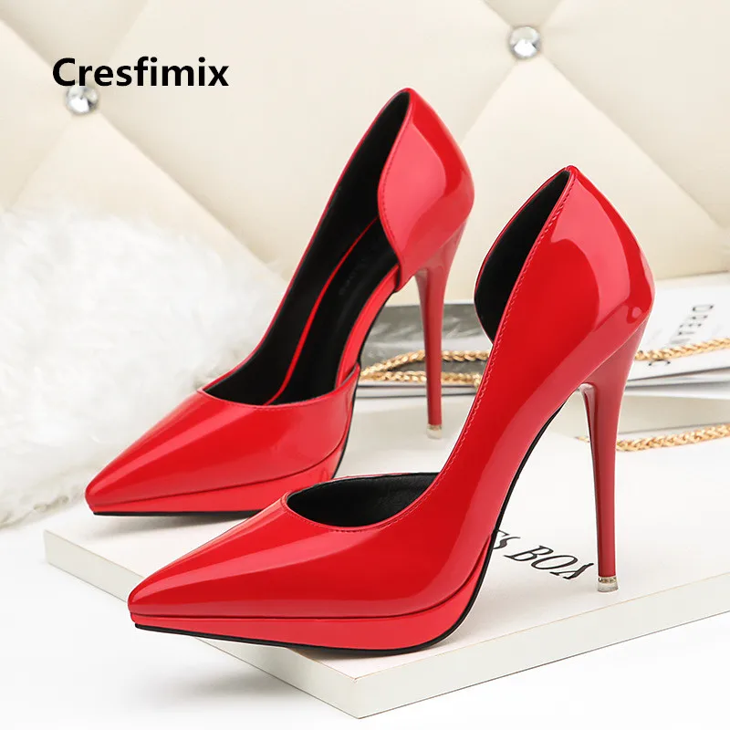 Cresfimix Femmes Hauts Talons Women Casual Comfortable Red High