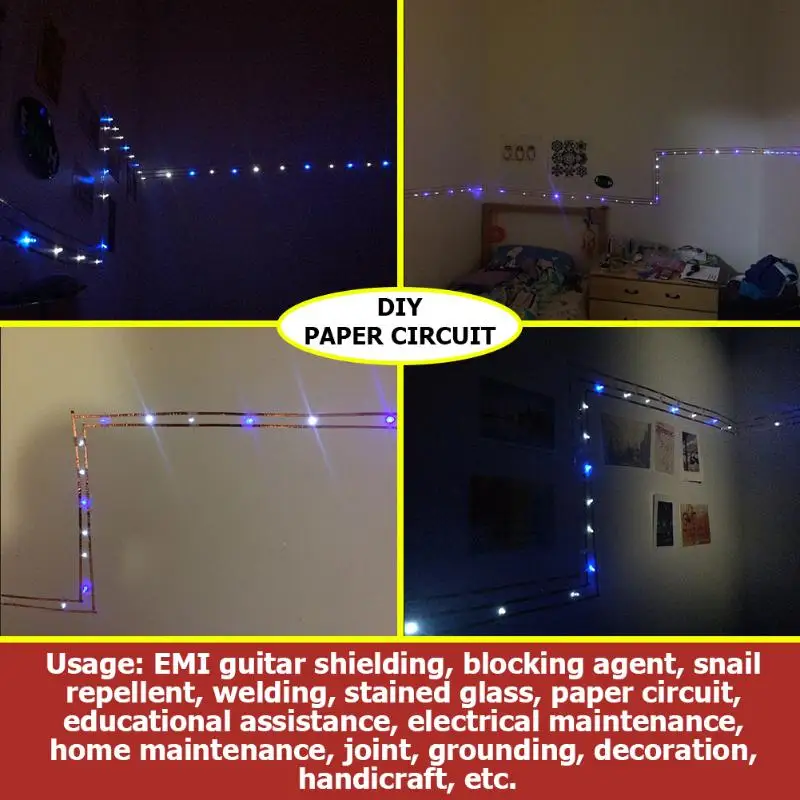 3 м двойной медь фольга проводник полоски клейкая лента EMI теплозащитный ленты для Slug репеллент латунь проводящий акрил adhes