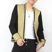 Настоящие мужчины средневековый черный с золотой полосой старинные событие/для выступления короткие смокинг/для выступления/Размер Азии