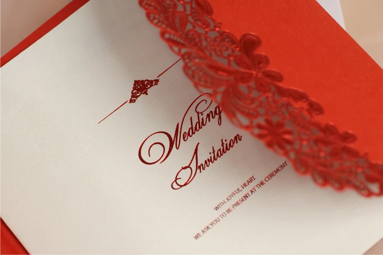 20 X лазерные/кружевные свадебные приглашения с лентой красные пригласительные карты, пригодные для печати и персонализации свадебный подарок