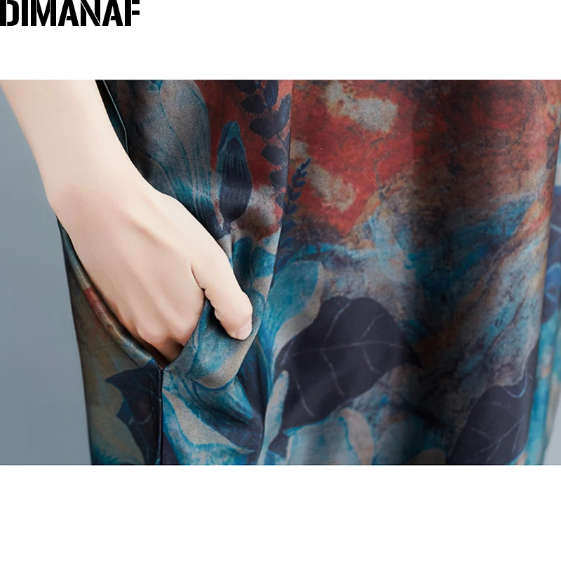 Wholesale 9gtKP DIMANAF Plus Size Women Dress Vintage Big Size Female Vestido Summer Sundress Loose Print Floral Lady Elegant Long Dress 5XL 6XL