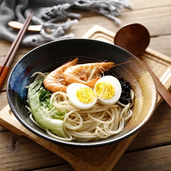 

NIMITME Ceramic Retro Japanese Noodles Salad Bowl Soup bowl Home Restaurant Ramen Dinner Bowl