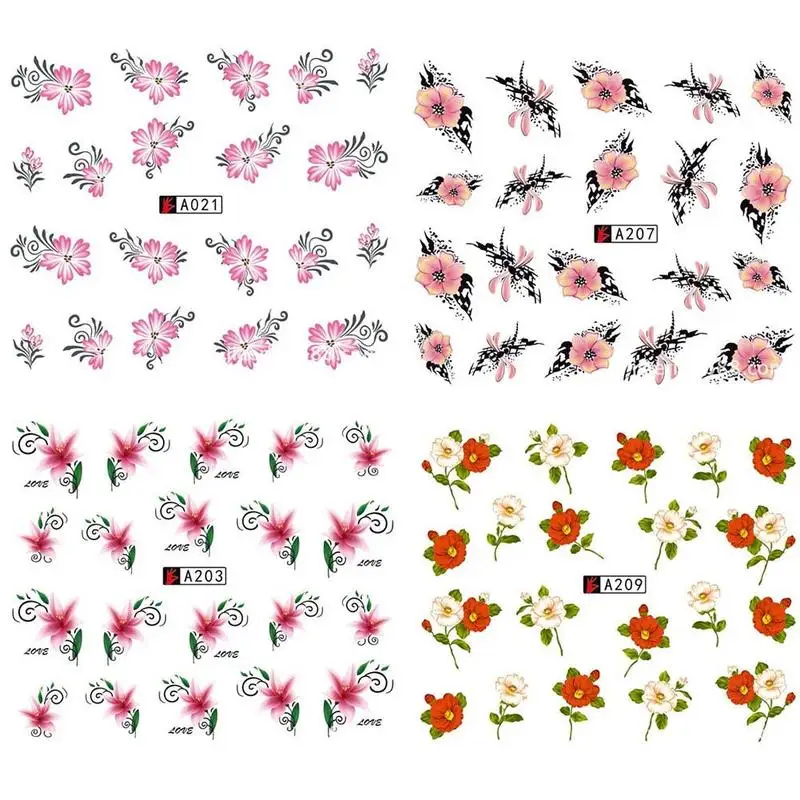 50 листов/много стилей смешивания цветок абстрактного искусства наклейки для ногтей Лаванда ногтей переводные наклейки воды наклейки DIY маникюр
