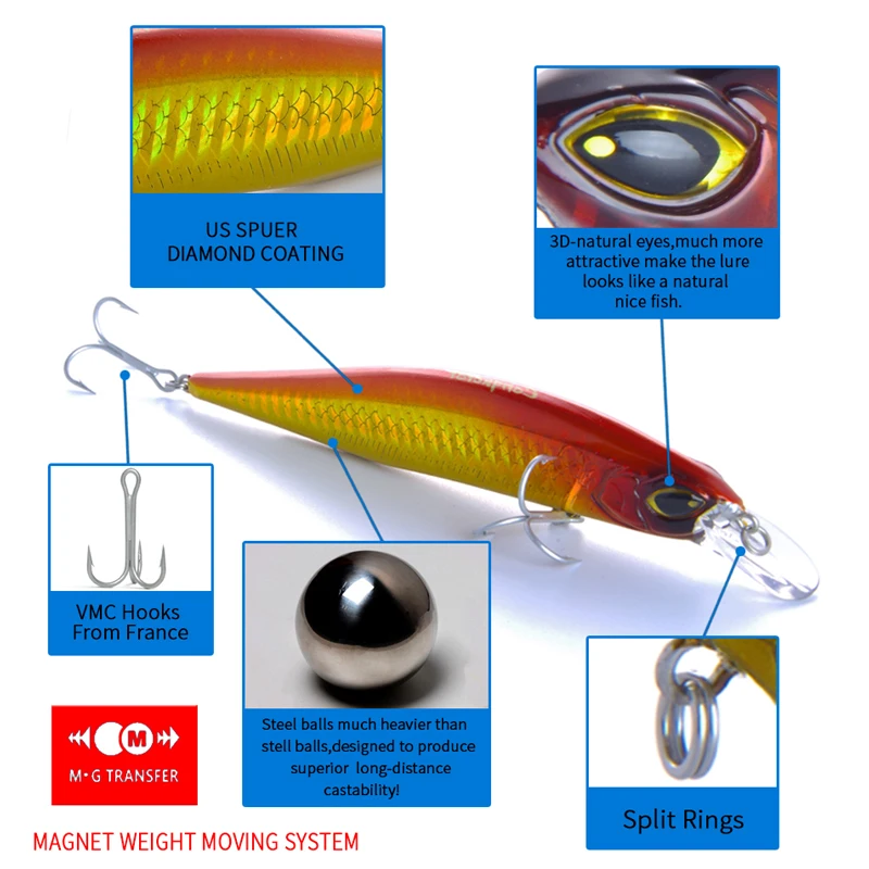 EVERCATCH jerkbait приманки-Воблеры 13,5 см 19 г жесткая приманка гольян рыболовная приманка с магнитной системой веса длинный литье VMC hanks