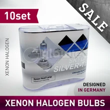 10 пар SKYLINE SILVER-TEC H11, H7, H4 55W 2400lm 4300K белый ксеноновый светильник для автомобиля галогеновые огни-серебро GLOWTEC