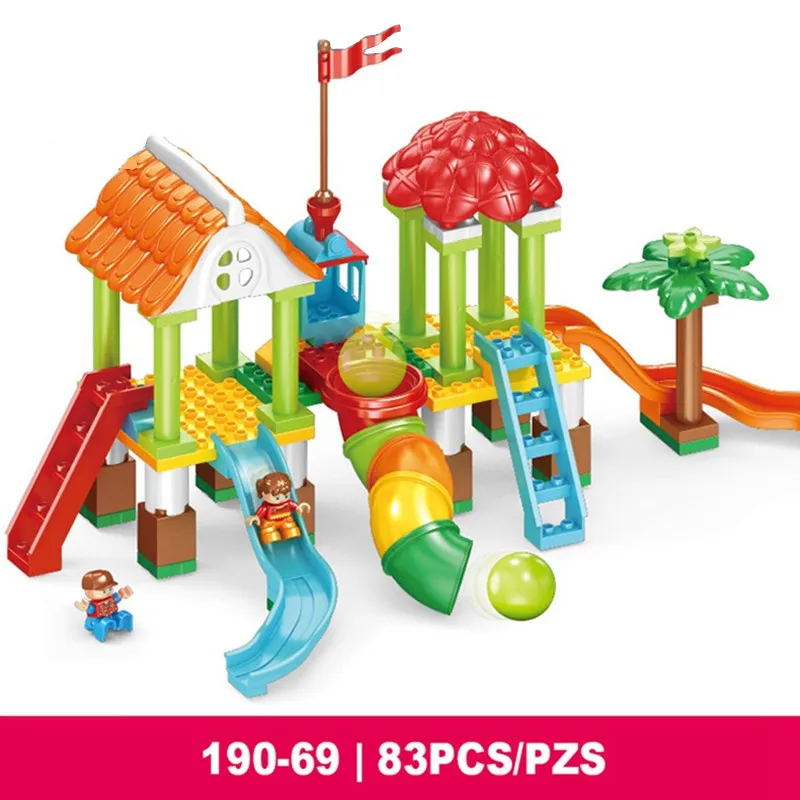 

Building Blocks DIY Slide Amusement Park Playground Bricks Baby Christmas Gifts Compatible With Legoingly Duploe Toys for Kids
