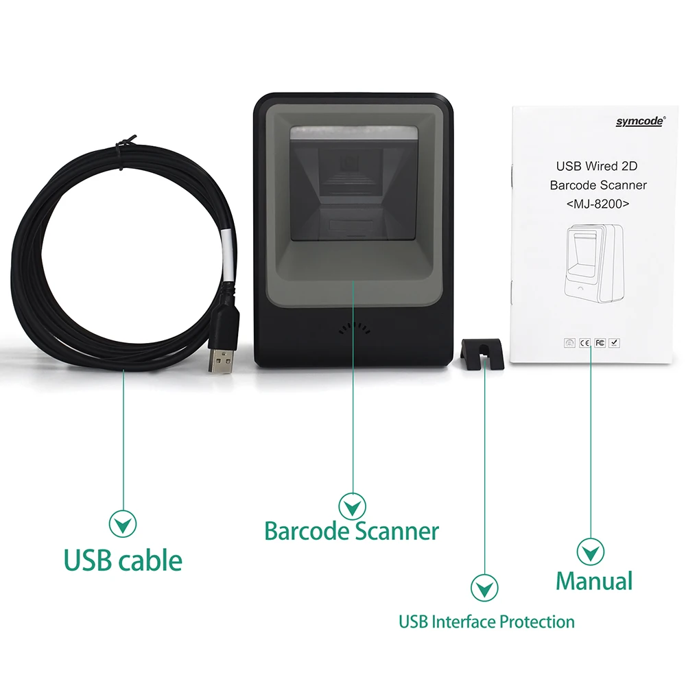 1D 2D автоматический настольный сканер штрих кода Symcode USB Handsfree проводной