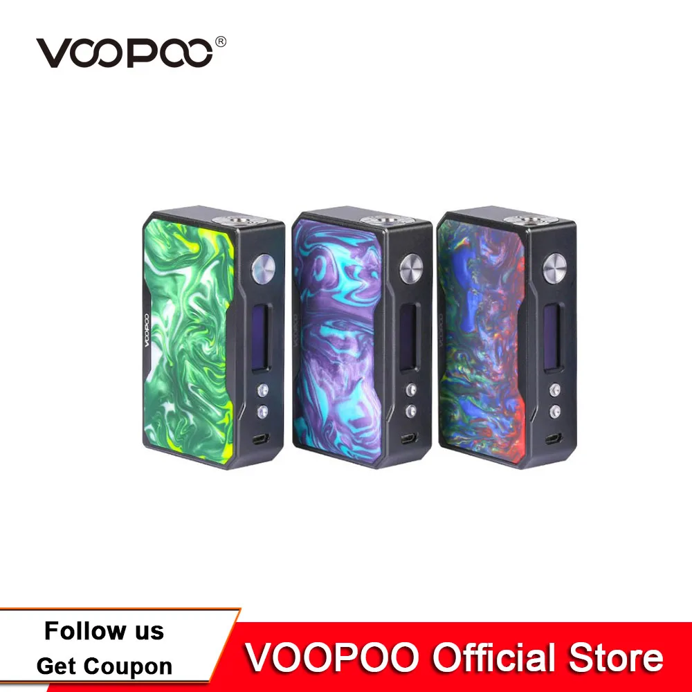 

Original VOOPOO DRAG 157W BOX MOD Electronic Cigarette 18650 Temperature Control Resin Box Mod With US GENE Chip