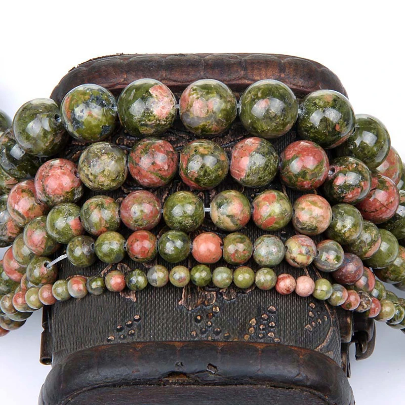 

LNRRABC 4MM 6MM 8MM 10MM 12MM Natural Unakite Stones Round Spacer Loose Beads Perline For DIY Necklace Bracelet Charms Jewelry