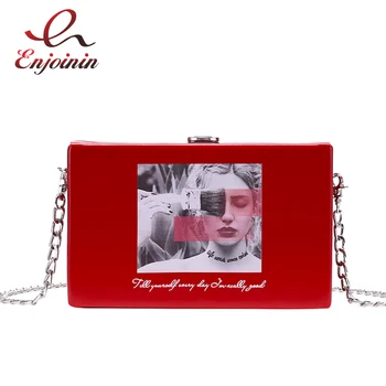 

New Arrival Patent Leather Cartoon Print Box Style Designer Bag Casual Clutch Bag Crossbody Mini Messenger Bag For Women Flap