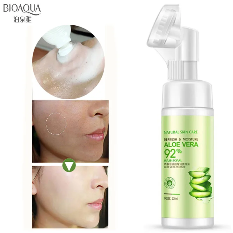 

BIOAQUA Aloe Vera Face Cleaner Foam With Face Cleansing Brush Exfoliating Deep Cleansing Hydration Blackhead Removal Facial Care