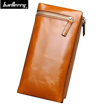 

2018 New Women's Genuine Leather Wallet Female Zipper Wallets RFID Blocking Clutch Large Card Holder Phone Wristlet Coin Purse