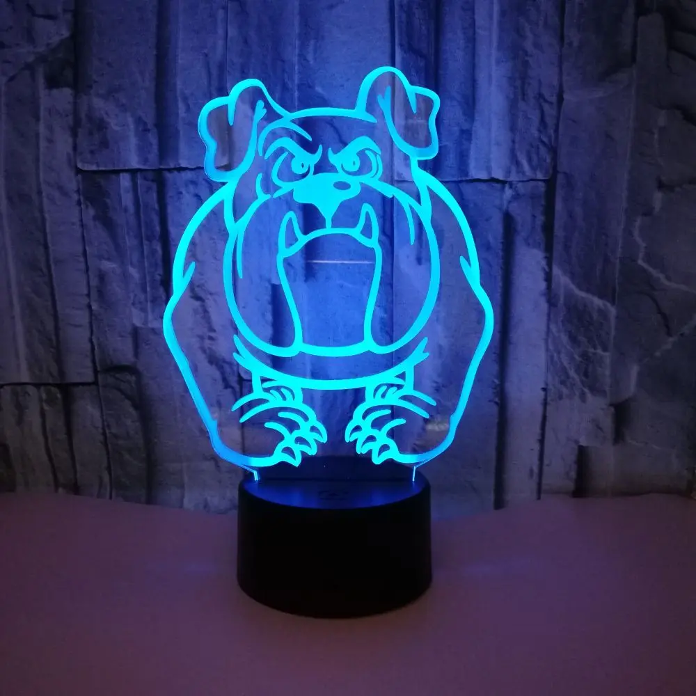 Bulldog для собак Мопсов 3D LED Visua ночные светильники 7 цветов детская спальня животное
