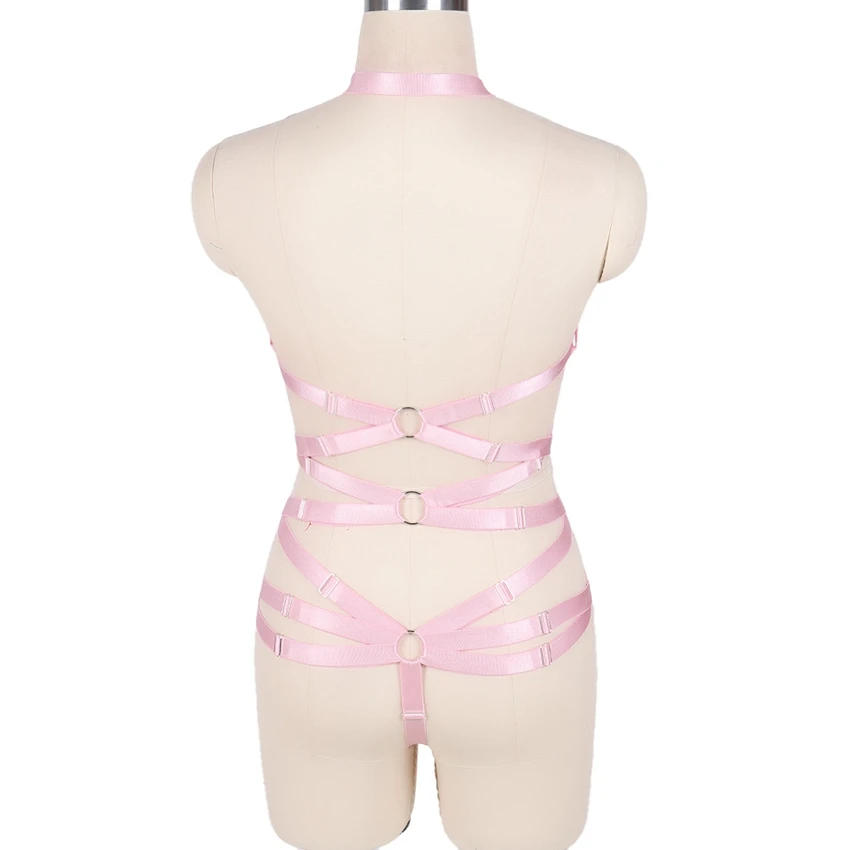 Модные Розовые Strappy нагрудный ремень эластичный комплект нижнего белья жгут панк готический бюстгальтер пояса с резинками выдалбливают
