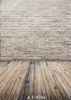 

5x10FT White Bricks Wall Trim Portion Vintage Light Wooden Floor Custom Photography Backdrops Studio Backgrounds Vinyl 1.5x3m