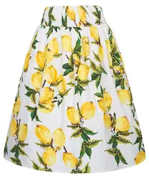 KK Для женщин Винтаж Ретро Цветочный узор эластичный пояс хлопок юбка-трапеция