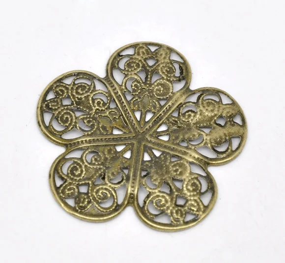 

DoreenBeads 50 Bronze Tone Filigree Flower Wraps Connectors 36x36mm (B14161)