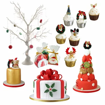 

SWEETOGO Christmas stry Simulated fondant cake fake cupcake Macaron models store showcase display 4/6/8 inch clay cake