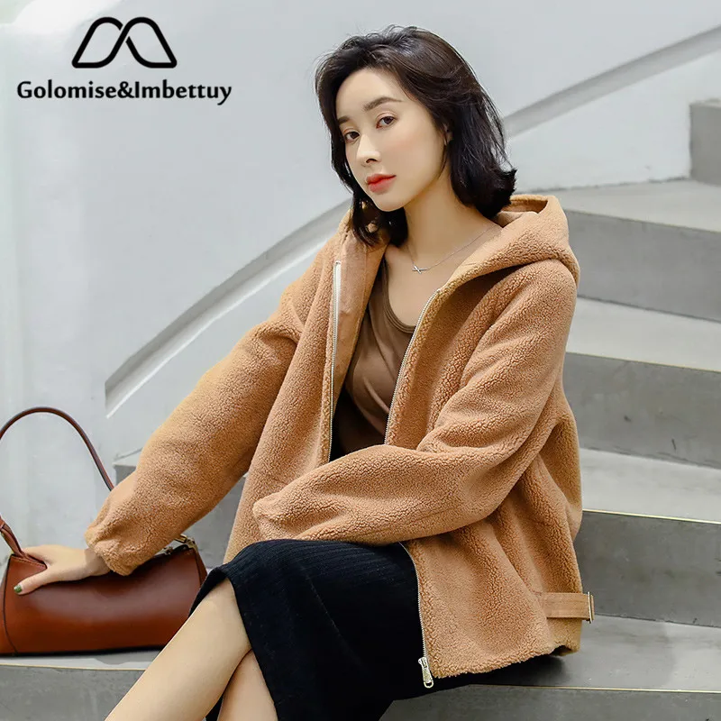 

Golomise&Imbettuy Real Composite Lamb Fur Coat Women Genuine Shearling Wool Fur Coat/Jacket with Faux Suede Leather Liner