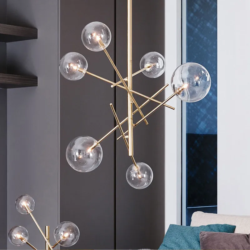 Nordic волшебные бобы подвесной светильник в сдержанном стиле Стекло мяч Италии дизайнер висит свет Гостиная бар с G9 светодиодные лампы
