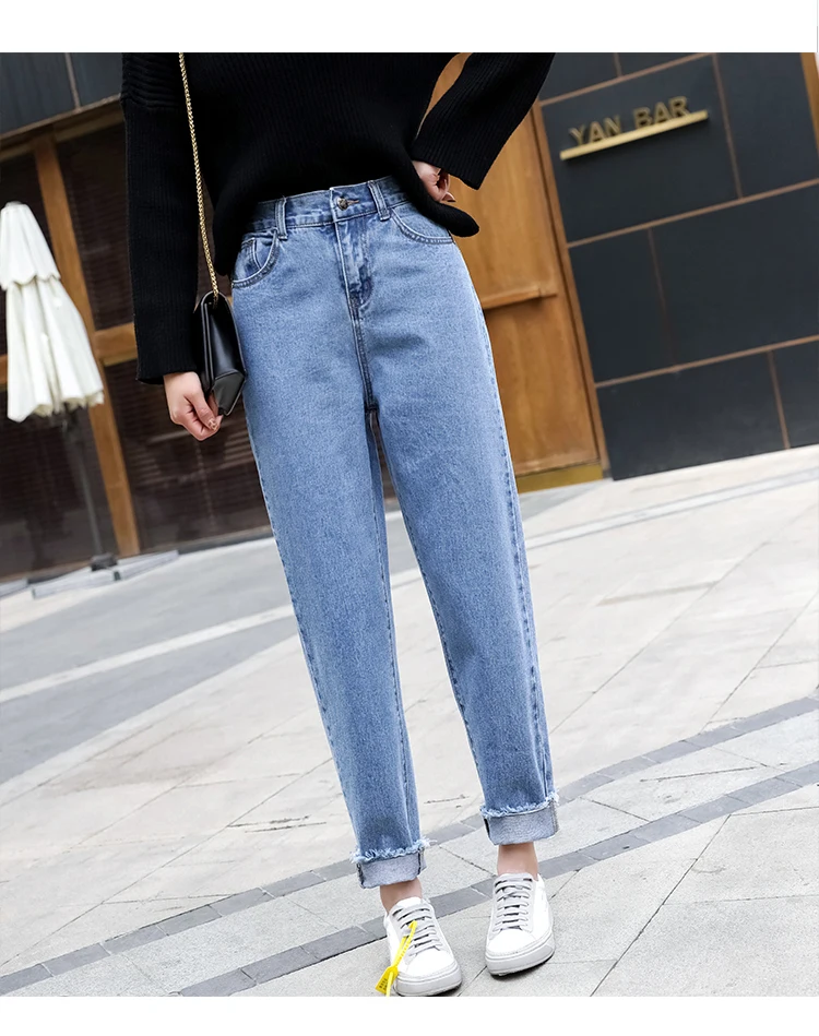 Большие размеры, джинсовые джинсы для женщин,, весна-лето, высокая талия, стиль бойфренда, длинные джинсы для женщин, Pantalon, синие широкие брюки