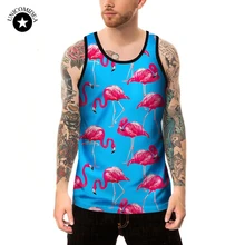 Мужская майка с принтом фламинго, 3D майка Стрингер, майка без рукавов, одежда для бодибилдинга, фитнеса, майка, мужская майка