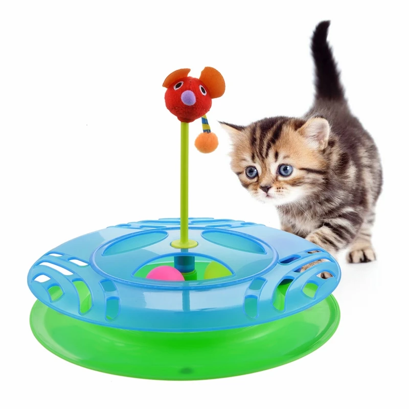 Cute 1pc Intelligence Triple Play Disc Cat For Toy Ball Funny Pet Toys
