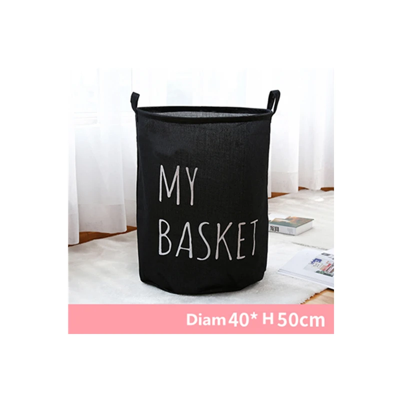 Корзина для белья в форме бочонка органайзер из льна и хлопка с покрытием ведро