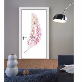 

3d Door Sticker Mural Art Wall Poster Pink Leather Pattern Removable Room Diy Wallpaper Stickers Home Gate Renovation Limited