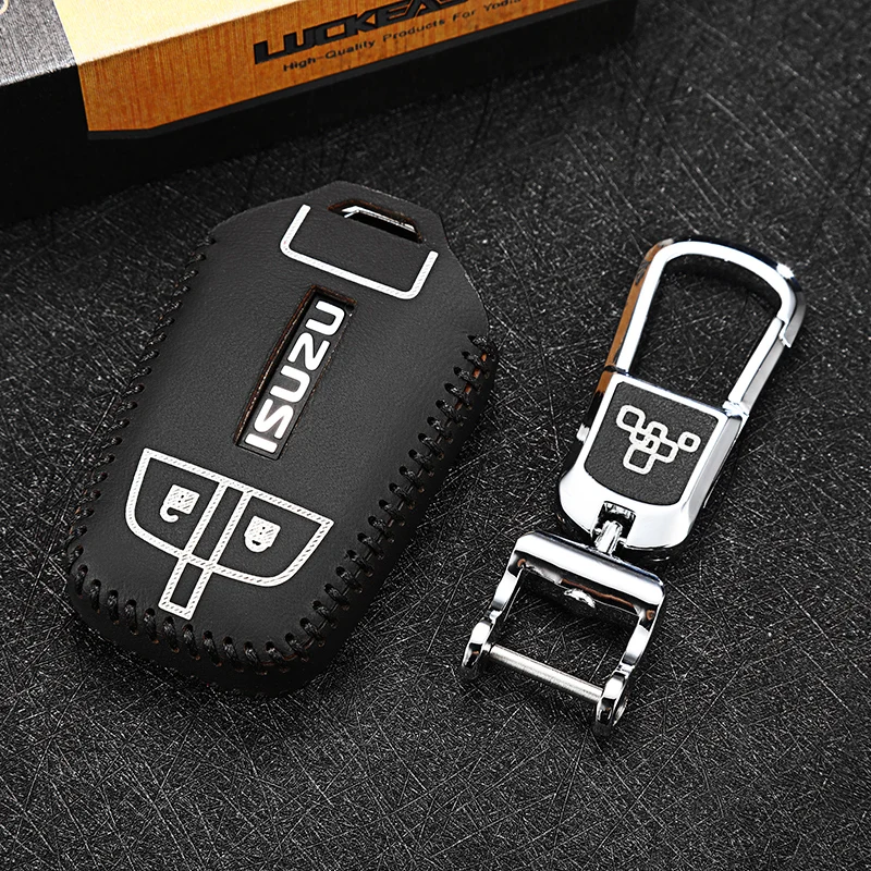 

car key case chain for isuzu truck MU-X D-MAX 2017 2018 Car Key Cover wallet holder remote genuine leather