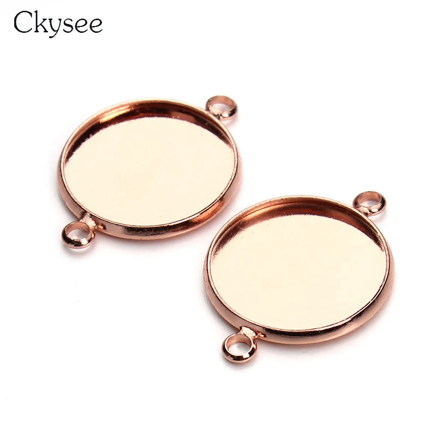 

Ckysee 10Pcs 6/8/10/12/14/16/18/20mm Rose Gold Round Copper Cabochon Pendant Settings Blank Cabochon Base Bezel Trays Findings