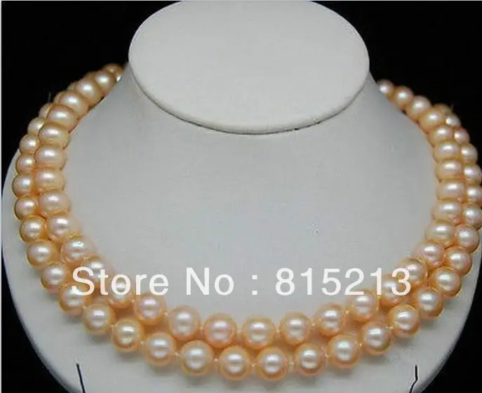 

ddh00438 9-10mm natural south sea gold pink pearl necklace 35''