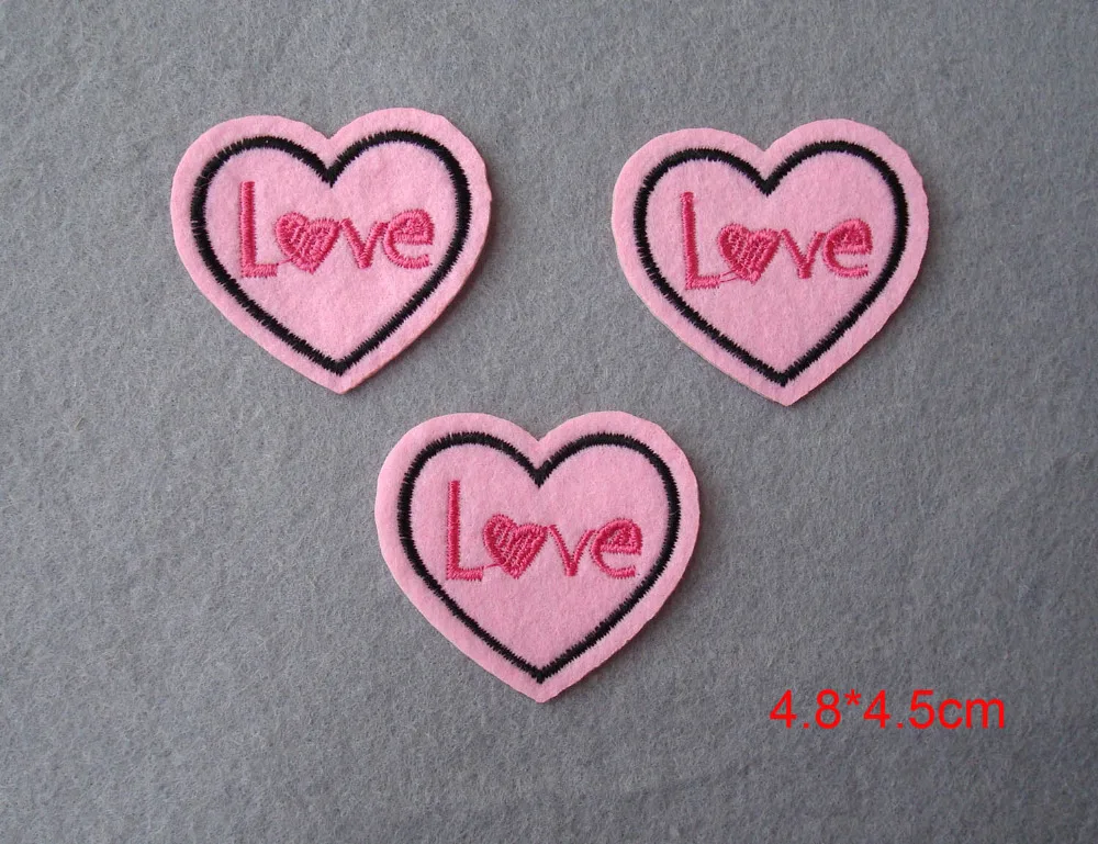 New arrival top quality 10 pcs pink love heart embroidered iron on New arrival top quality 10 pcs pink love heart embroidered iron on