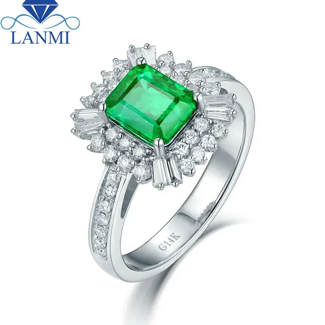 lanmi solid 14kt white gold green good quality emerald wedding ring real roundbaguette diamond gem new - Emerald Wedding Rings lanmi solid 14kt white gold green good quality emerald wedding ring real roundbaguette diamond gem new - Emerald Wedding Rings
