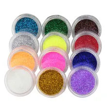 12 цветов блестящий набор инструментов для дизайна ногтей, акриловый камень, инструменты для полировки ногтей, 3D украшения для дизайна ногтей, блестящая пудра для ногтей, WY207