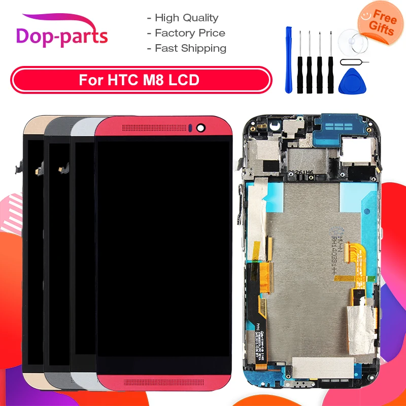 

5.0 inch Display With Frame For HTC ONE M8 LCD Display Touch Screen Digitizer Assembly Replacement For HTC M8 LCD Screen 831c