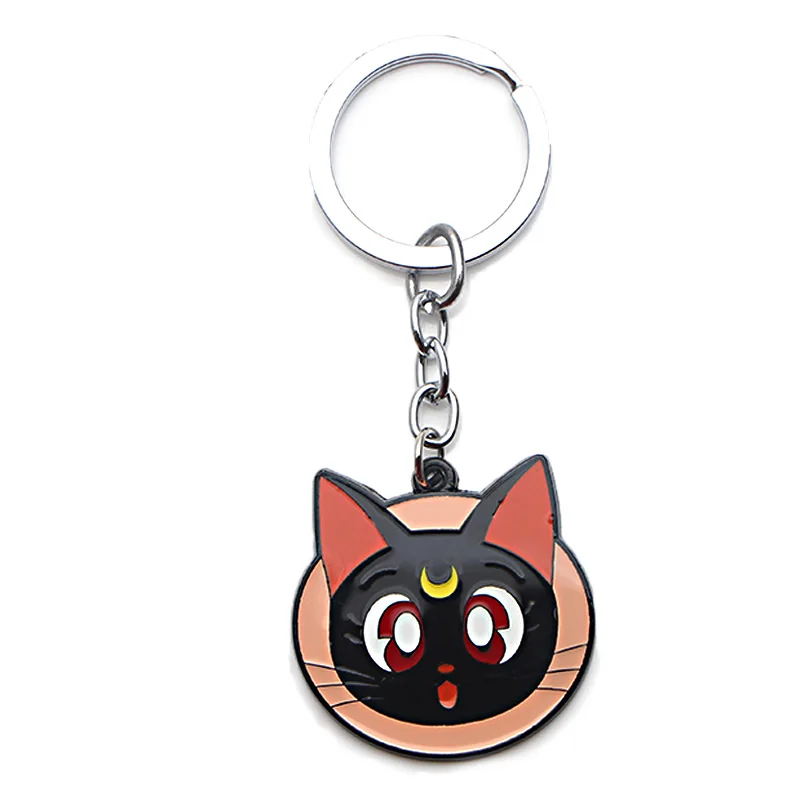 

DMLSKY Anime Sailor Moon Cat Metal Alloy Pendant Key Chains Ring For Women Men Bag Keychain Keyring Jewelry M3526