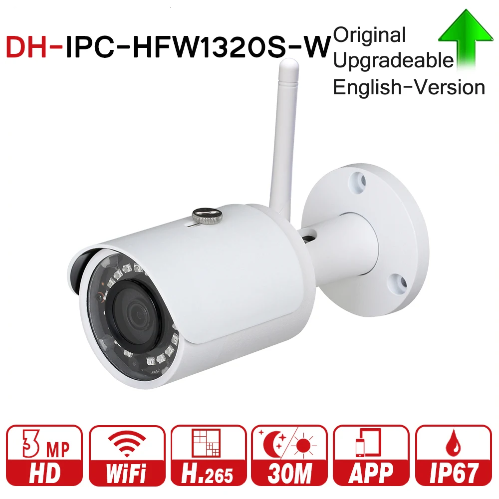 

DH IPC-HFW1320S-W HD Mini Bullet IP Camera WiFi Onvif PSIA CGI Protocol IR Range 30M MAX Wi-Fi With Logo DH-IPC-HFW1320S-W