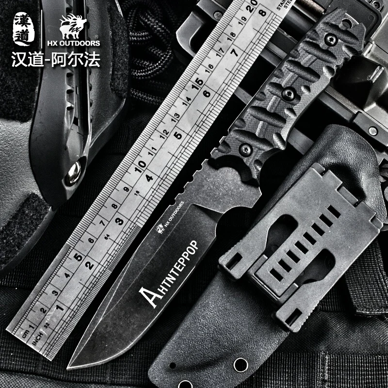 

HX OUTDOORS 9CR18MOV Utility Knife Tactical Knives,G-10 Handle Survival Knife,Camping tools Rescue tool Dropshipping