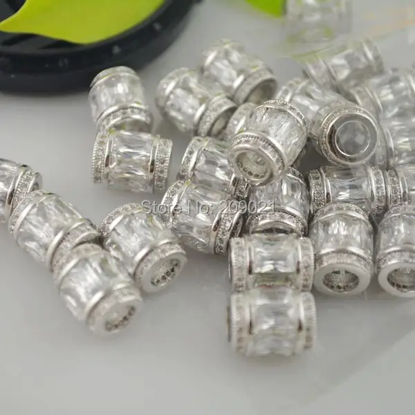 

Finding 15pcs Silver Plated Copper Spacer Rhinestone Crystal Zircon European Beads Fit Charms bracelet