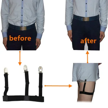 

2 Pcs Men Shirt Stays Belt with Non-slip Locking Clips Keep Shirt Tucked Leg Thigh Suspender Garters Strap OH66